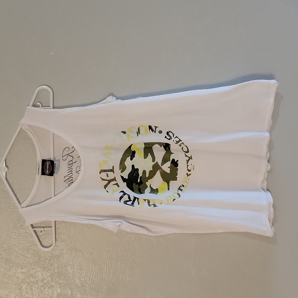 LARGE, WHITE, HARLEY-DAVIDSON TANKTOP